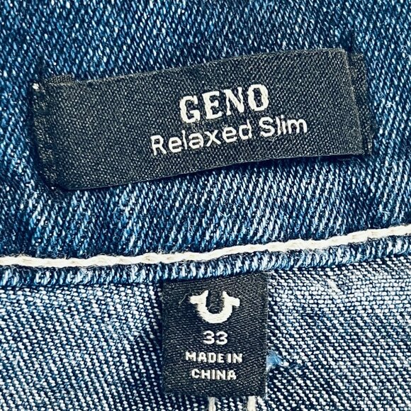 True Religion Men's Geno Relaxed SN Flap Slim Fit Blue Denim Jeans 33x32 NWT - Picture 6 of 12